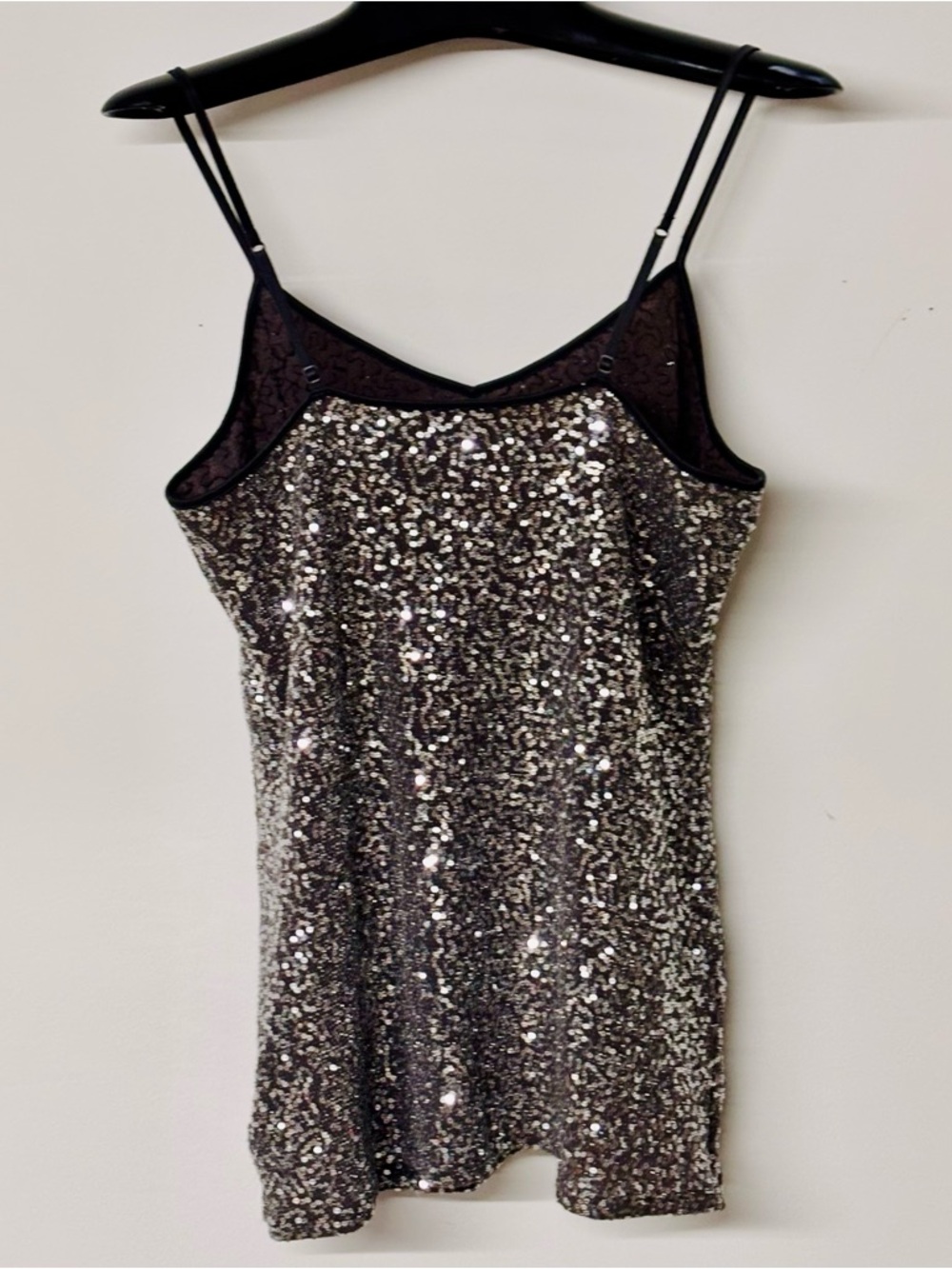 Express Vintage Silver Sequin Spaghetti Strap Tank Top - SZ MED - Picture 6 of 6